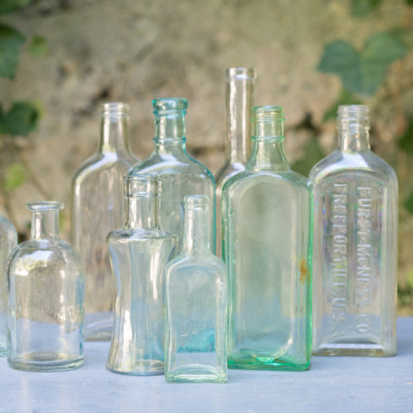 Vintage Glass Bottles - Seascape Flowers