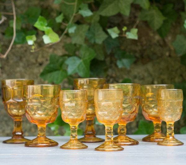 vintage amber goblets