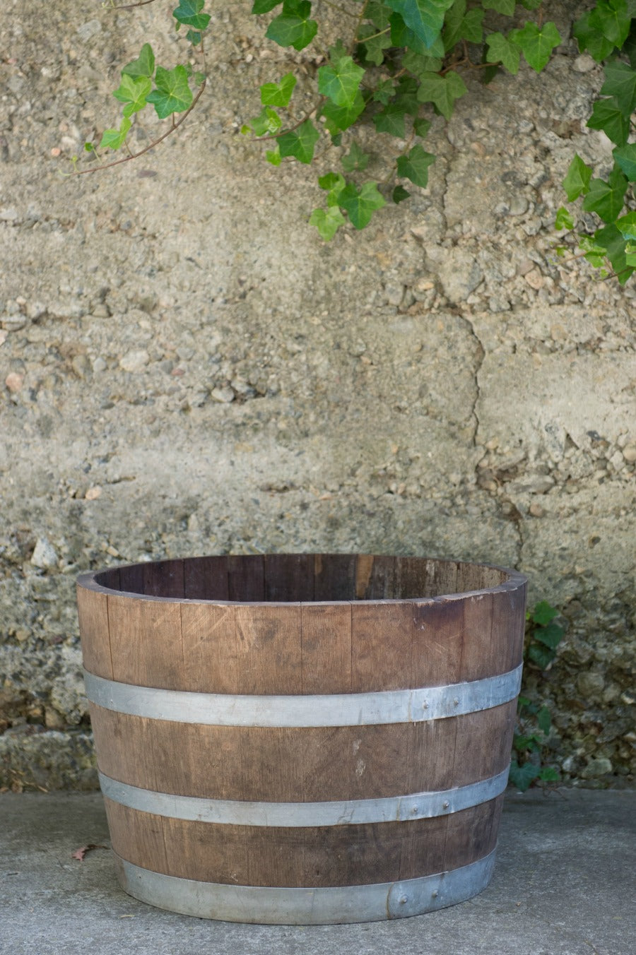 rustic half wine barrel
