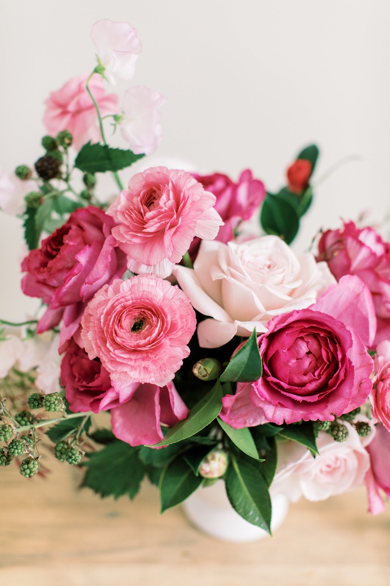 Pink garden rose floral arrangement by Seascape Flowers Santa Cruz Area Florist