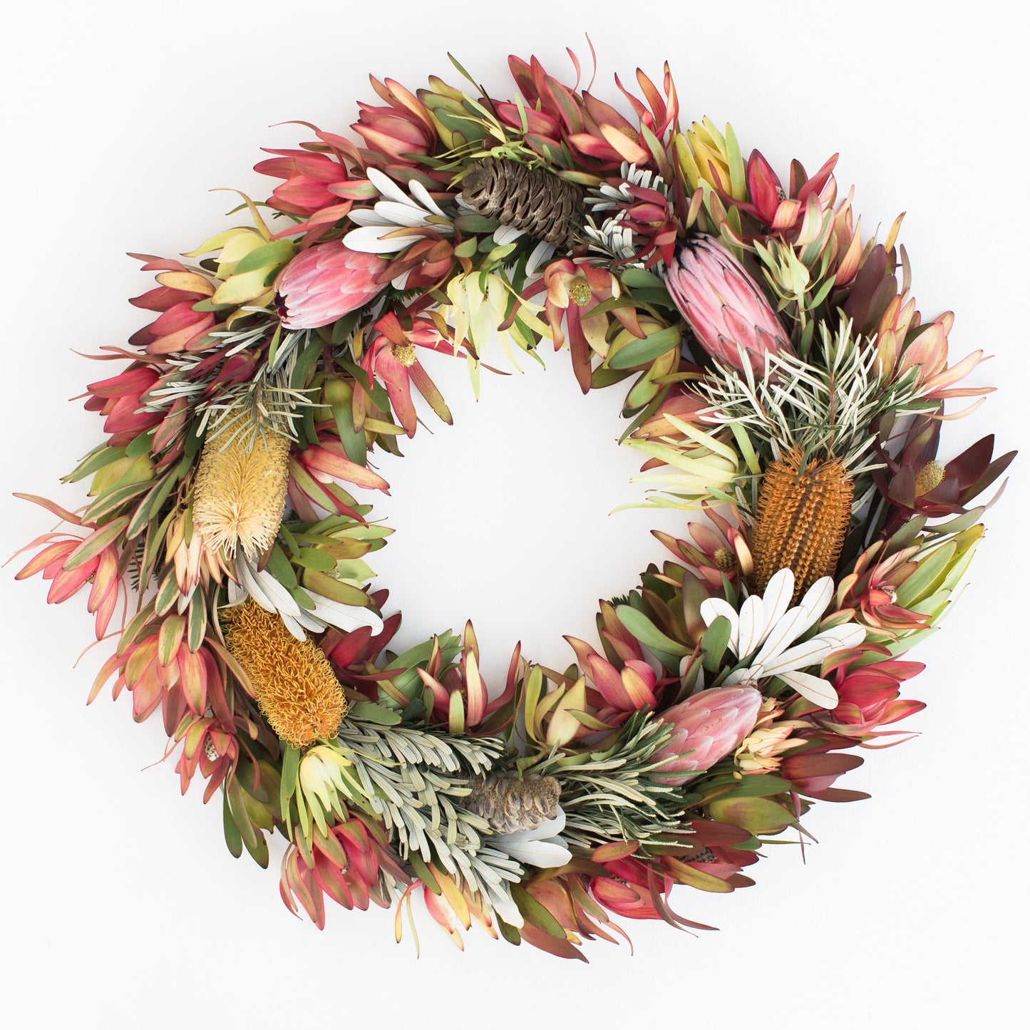 Local protea fall wreath from Santa Cruz florist Seascape Flowers in Aptos CA - Order for Delivery