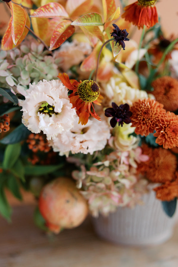 closeup of thanksgiving bouquet by santa cruz florist seascape flowers