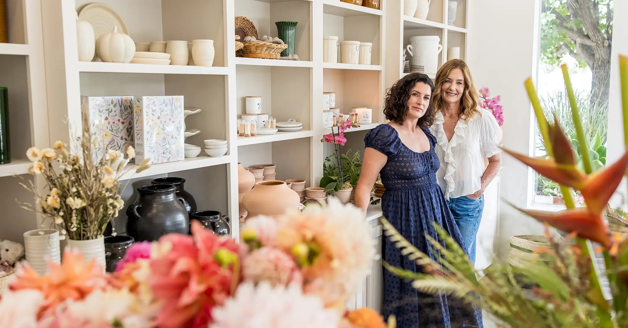 Darcy & Laurie inside local Aptos flower shop, Seascape Flowers