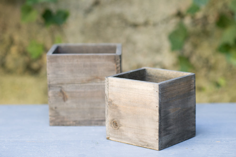 Square Reclaimed Wood Boxes - Seascape Flowers