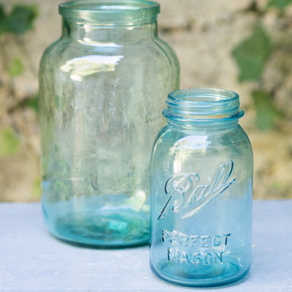 Vintage Blue Mason Jars - Seascape Flowers