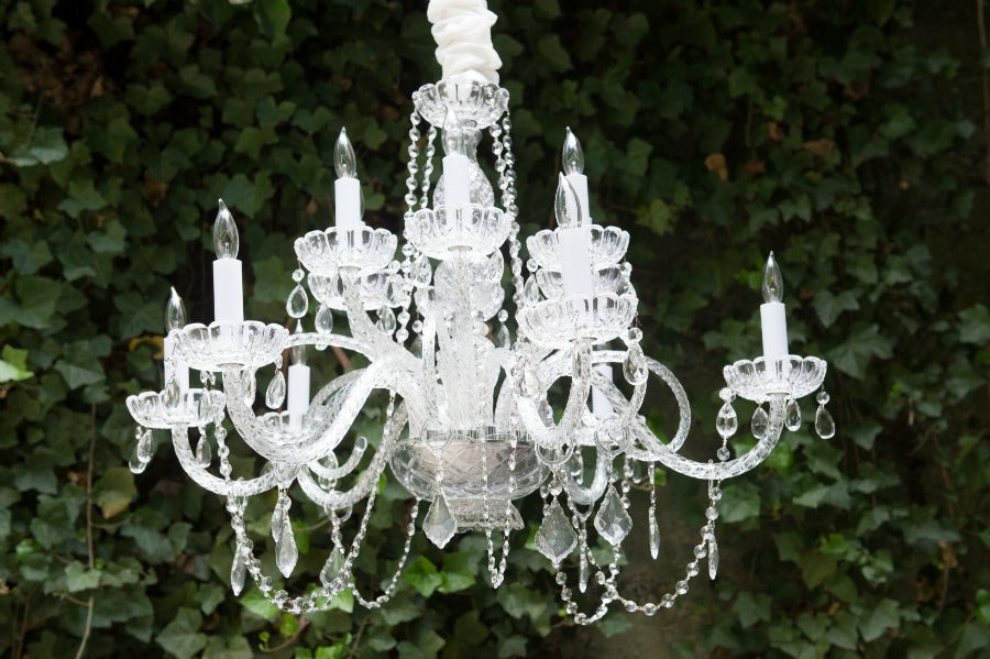 large crystal chandelier wedding rental