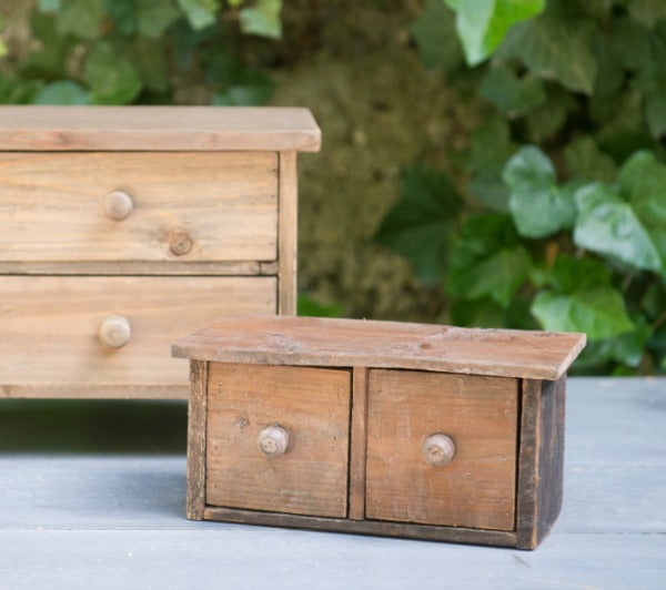 rustic wooden risers with drawers